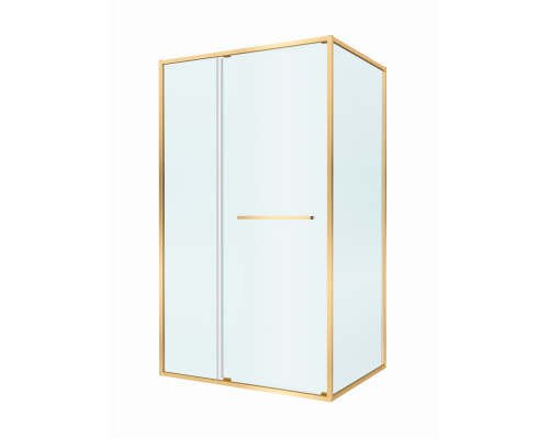 Душевой уголок CEZARES LUX-AH-FS-11-120/90-C-BORO, 120х90 см, профиль брашированное золото, стекло прозрачное