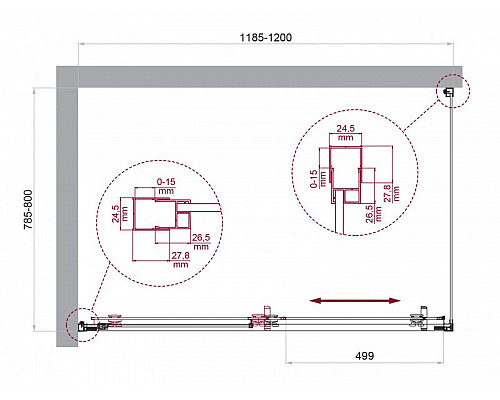 Душевой уголок BelBagno LUCE-AH-1-120/80-C-Cr