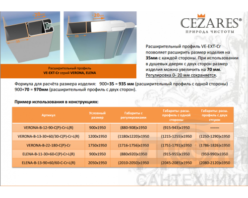 расширительный профиль CEZARES VE-W-EXT-Cr