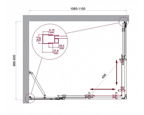 Душевой уголок BelBagno LUCE-AH-21-110/90-P-Cr