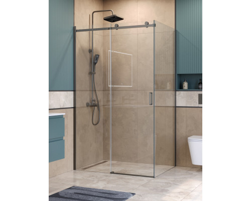Душевой уголок BelBagno SOFT_CLOSE-2-AH-1-120/100-C-GM профиль оружейная сталь, стекло прозрачное