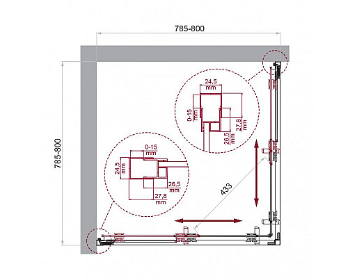 Душевой уголок BelBagno LUCE-A-2-80-C-Cr