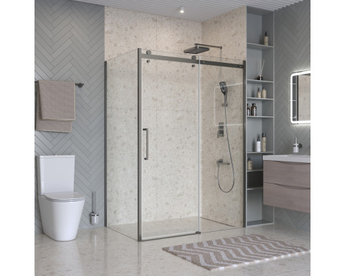 Душевой уголок BelBagno MARINO-2-AH-1-140/100-C-GM 140х100 см профиль оружейная сталь, стекло прозрачное