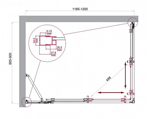 Душевой уголок BelBagno LUCE-AH-21-120/90-C-Cr