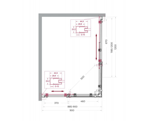 Душевой уголок BelBagno MARINO-2-AH-2-120/90-C-GM 120х90, профиль оружейная сталь, стекло прозрачное