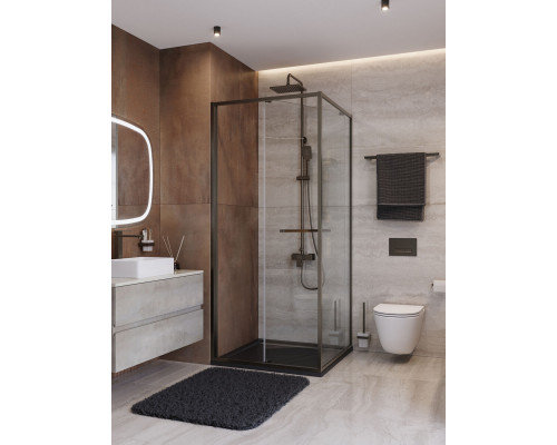 Душевой уголок CEZARES LUX-AH-FS-1-90/100-C-GM, 90х100 см, профиль оружейная сталь, стекло прозрачное