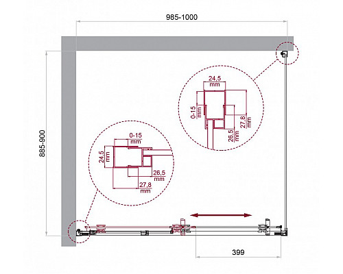 Душевой уголок BelBagno LUCE-AH-1-100/90-C-Cr