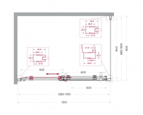 Душевой уголок BelBagno MARINO-2-AH-1-130/90-C-GM 130х90 см профиль оружейная сталь, стекло прозрачное