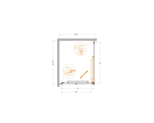Душевой уголок CEZARES LUX-AH-FS-1-80/100-C-CR, 80х100 см, профиль хром глянцевый, стекло прозрачное
