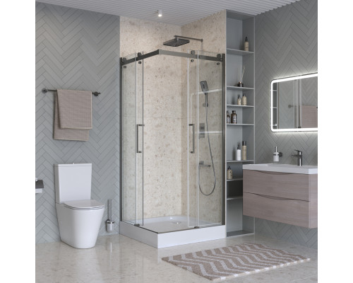 Душевой уголок BelBagno Marino-2-A-2-90-C-GM 90x90, профиль оружейная сталь, стекло прозрачное