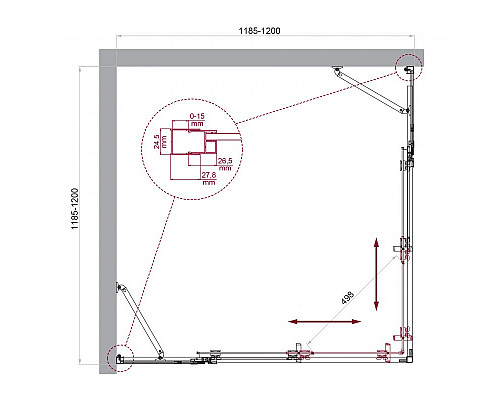 Душевой уголок BelBagno LUCE-A-22-90+30-C-Cr