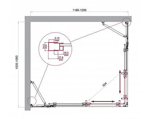 Душевой уголок BelBagno LUCE-AH-22-120/105-C-Cr