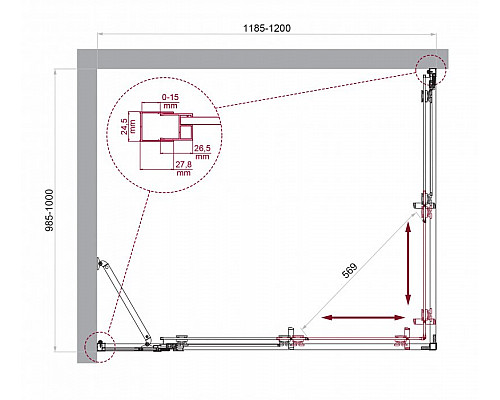 Душевой уголок BelBagno LUCE-AH-21-120/100-C-Cr