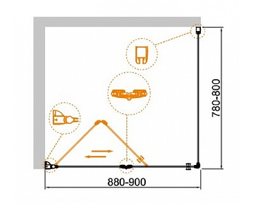 Душевой уголок CEZARES ECO-O-ASH-1-90/80-C-Cr