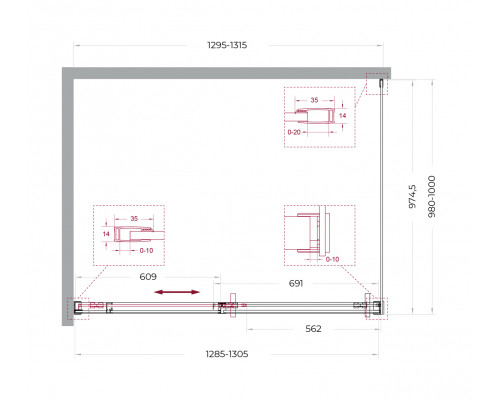 Душевой уголок BelBagno SOFT_CLOSE-1-AH-1-130/100-C-Cr профиль хром, стекло прозрачное
