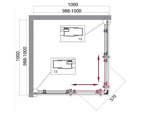 Душевой уголок BelBagno UNO-195-A-2-100-CH-CR