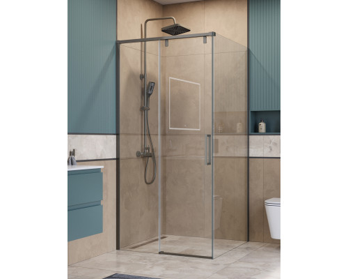 Душевой уголок BelBagno SOFT_CLOSE-1-A-1-100-C-GM профиль оружейная сталь, стекло прозрачное