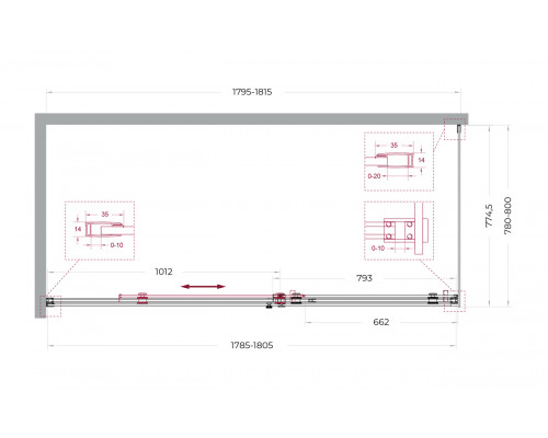Душевой уголок BelBagno SOFT_CLOSE-2-AH-1-180/80-C-GM профиль оружейная сталь, стекло прозрачное
