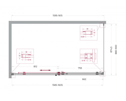 Душевой уголок BelBagno SOFT_CLOSE-2-AH-1-160/90-C-GM профиль оружейная сталь, стекло прозрачное
