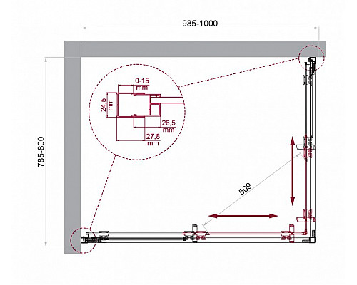 Душевой уголок BelBagno LUCE-AH-2-100/80-C-C