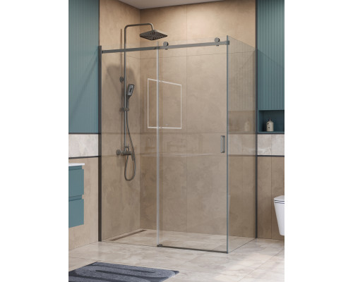Душевой уголок BelBagno SOFT_CLOSE-2-AH-1-140/80-C-GM профиль оружейная сталь, стекло прозрачное