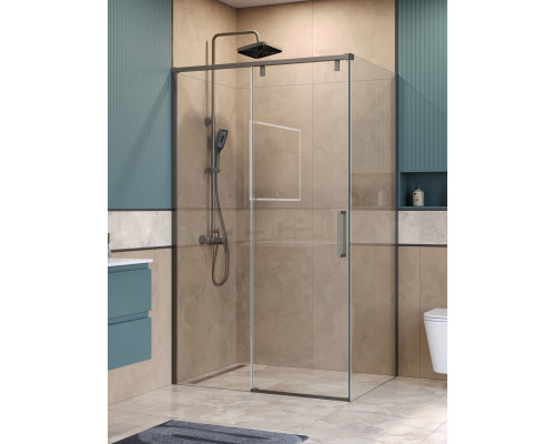 Душевой уголок BelBagno SOFT_CLOSE-1-AH-1-110/90-C-GM профиль оружейная сталь, стекло прозрачное