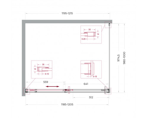 Душевой уголок BelBagno SOFT_CLOSE-1-AH-1-120/100-C-GM профиль оружейная сталь, стекло прозрачное