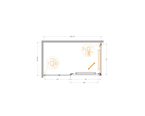 Душевой уголок CEZARES LUX-AH-FS-11-140/80-C-GM, 140х80 см, профиль оружейная сталь, стекло прозрачное