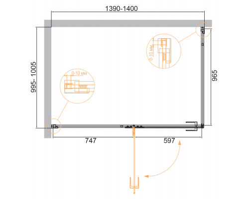 Душевой уголок CEZARES BELLAGIO-AH-1-140/100-C-BORO