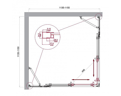 Душевой уголок BelBagno LUCE-A-22-90+25-C-Cr