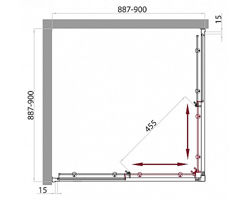 Душевой уголок BelBagno UNO-A-2-90-M-Cr