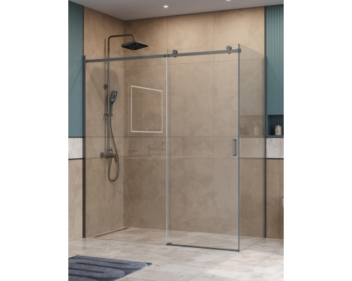 Душевой уголок BelBagno SOFT_CLOSE-2-AH-1-180/90-C-GM профиль оружейная сталь, стекло прозрачное