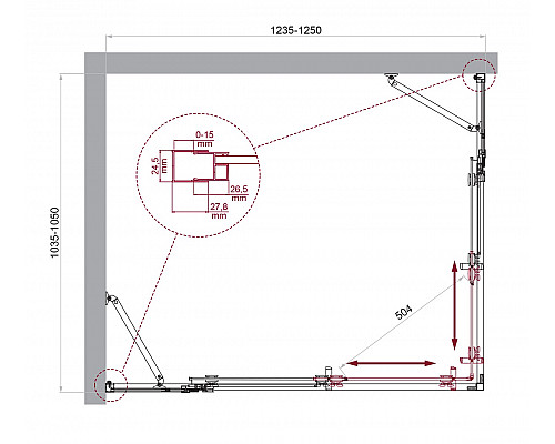 Душевой уголок BelBagno LUCE-AH-22-125/105-C-Cr