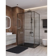 Душевой уголок CEZARES LUX-AH-FS-11-120/80-C-GM, 120х80 см, профиль оружейная сталь, стекло прозрачное