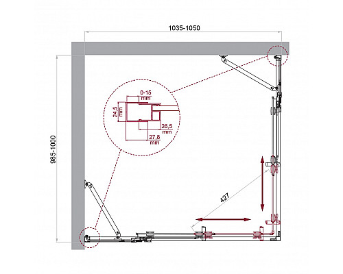 Душевой уголок BelBagno LUCE-AH-22-105/100-C-Cr