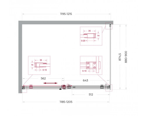 Душевой уголок BelBagno SOFT_CLOSE-2-AH-1-120/90-C-Cr профиль хром, стекло прозрачное