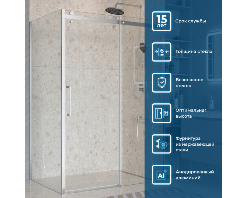 Душевой уголок BelBagno MARINO-2-AH-1-140/80-C-CR 140х80 см профиль хром, стекло прозрачное