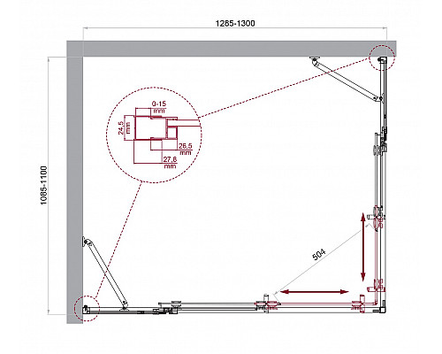 Душевой уголок BelBagno LUCE-AH-22-130/110-C-Cr