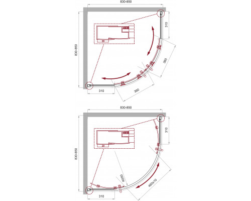 Душевой уголок BelBagno UNO-195-R-2-85-C-Cr
