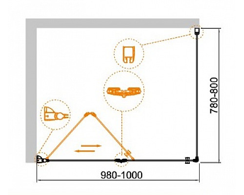 Душевой уголок CEZARES ECO-O-ASH-1-100/80-C-Cr