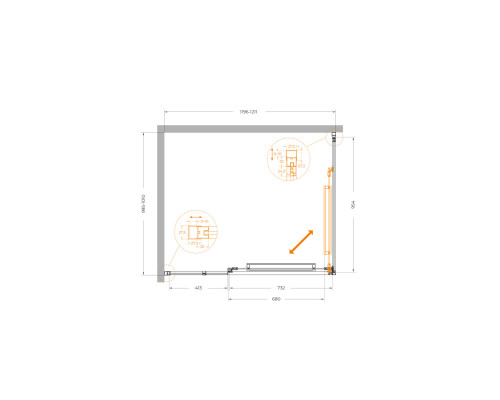 Душевой уголок CEZARES LUX-AH-FS-11-120/100-C-GM, 120х100 см, профиль оружейная сталь, стекло прозрачное