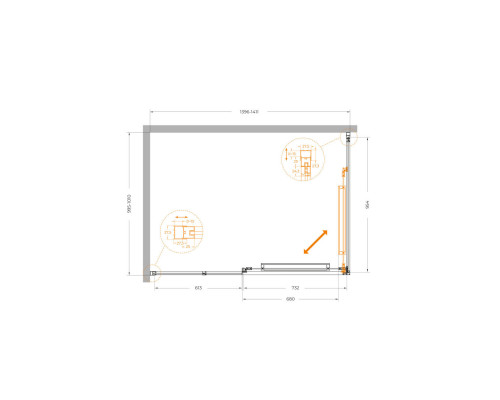 Душевой уголок CEZARES LUX-AH-FS-11-140/100-C-GM, 140х100 см, профиль оружейная сталь, стекло прозрачное
