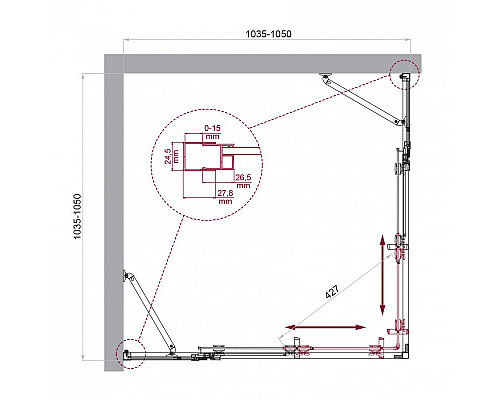 Душевой уголок BelBagno LUCE-A-22-80+25-C-Cr