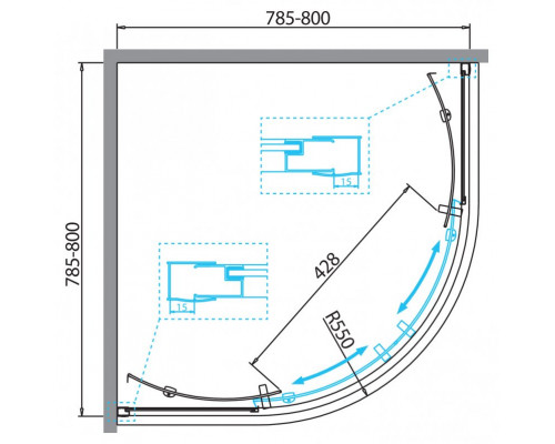 Душевой уголок BelBagno DUE-R-2-80-C-Cr
