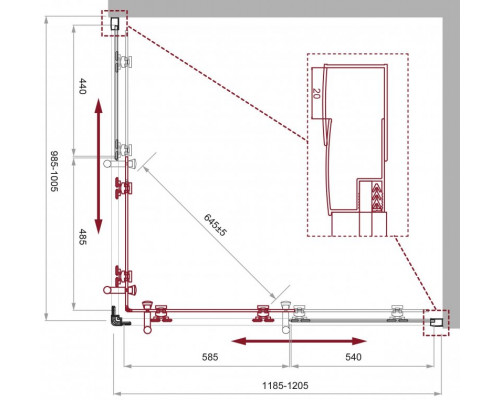 Душевой уголок BelBagno UNO-195-AH-2-120/100-C-NERO