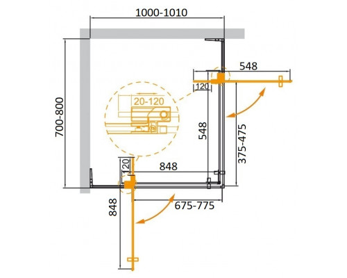 Душевой уголок CEZARES SLIDER-AH-2-70/80-100/110-C-Cr