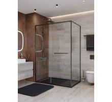 Душевой уголок CEZARES LUX-AH-FS-11-130/90-C-GM, 130х90 см, профиль оружейная сталь, стекло прозрачное