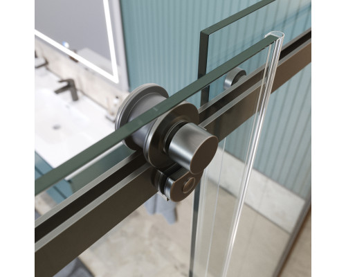 Душевой уголок BelBagno SOFT_CLOSE-2-AH-1-100/90-C-GM профиль оружейная сталь, стекло прозрачное