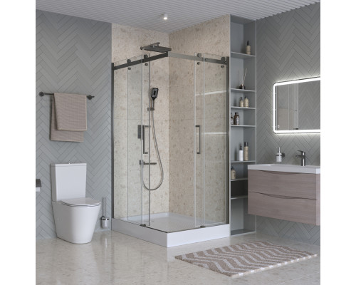 Душевой уголок BelBagno MARINO-2-AH-2-120/90-C-GM 120х90, профиль оружейная сталь, стекло прозрачное