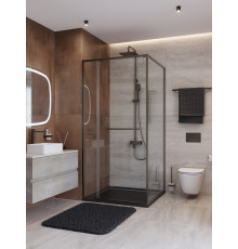Душевой уголок CEZARES LUX-AH-FS-11-100/90-C-GM, 100х90 см, профиль оружейная сталь, стекло прозрачное